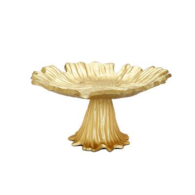 10.5"D Gold Flower Cake Plate