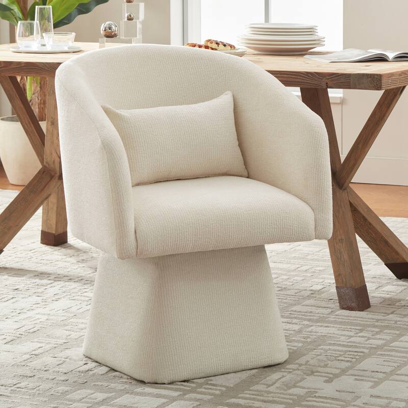 360° Swivel Barrel Fabric Upholstered dining chair with Pillow