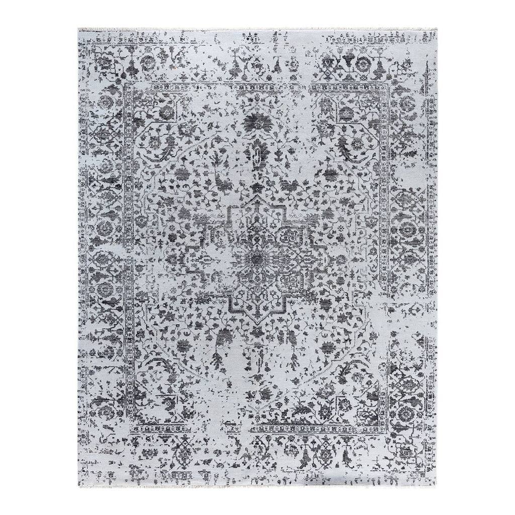 Ikat One-of-a-Kind Hand-Knotted Area Rug, Gray - 8' 1" x 10' 2"