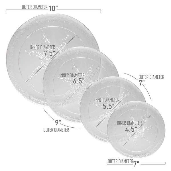 Clear Round Scroll Disposable Plastic Plate Packs - Party Supplies ...