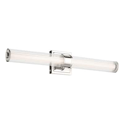 Kichler Lighting Laurene 26.5" Linear Bath Bar Medium LED with Clear Fluted Glass in Polished Nickel