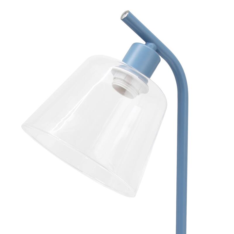 Modern Industrial Desk Lamp with Clear Glass Shade and Dual USB Charging Ports Multiple Colors - 8" (L) x 5.5" (W) x 15.75" (H)