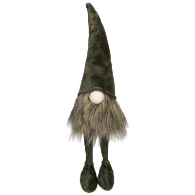 20" Green Sitting Christmas Gnome with Knitted Dangling Legs