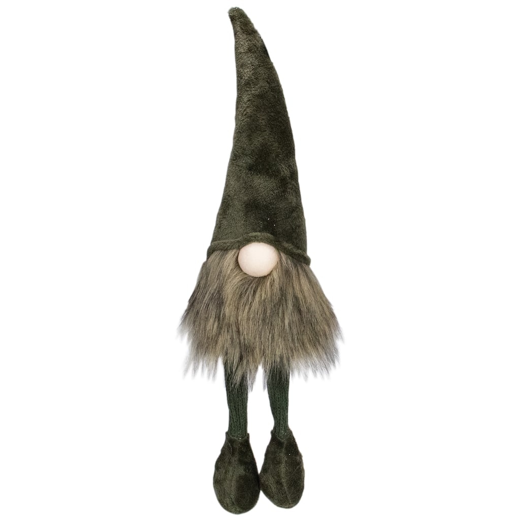 20" Green Sitting Christmas Gnome with Knitted Dangling Legs