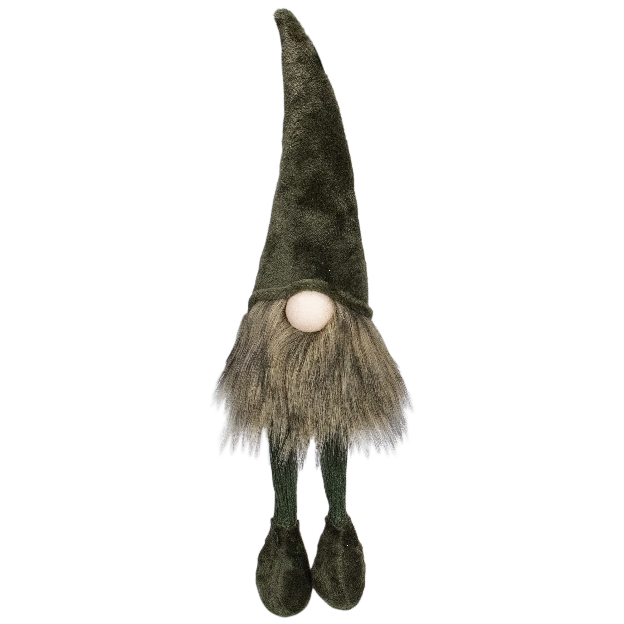 20" Green Sitting Christmas Gnome with Knitted Dangling Legs