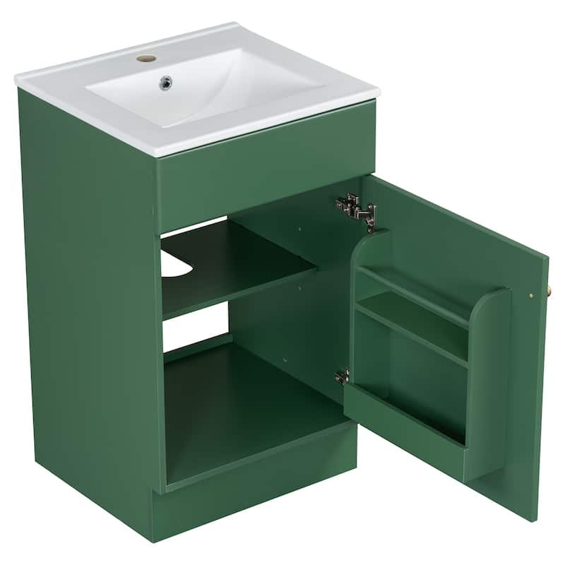 Bathroom Vanity with Sink, Vanity Set with Adjustable Shelf, Bathroom Cabinet with Storage Rack and Soft Closing Door