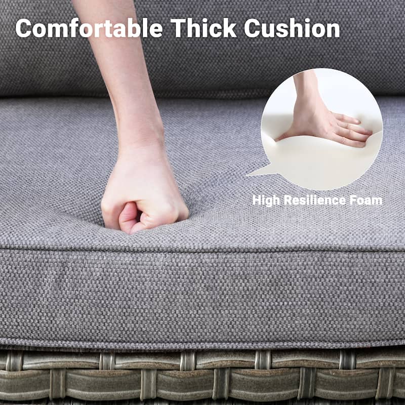 OVIOS 5-Piece Outdoor Wicker Patio Conversation Set