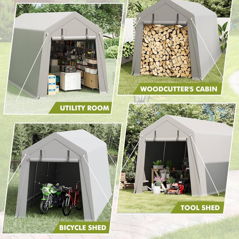 7x15 FT Heavy-Duty Storage Shed Tent, Waterproof Outdoor Shelter Carport - 7X15 Ft