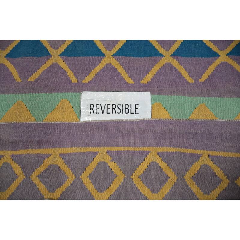 Hand Woven Oriental 100% Wool Carpet Southwestern Tribal Multi-Colored Kilim Area Rug - 12' 4'' X 9' 1''