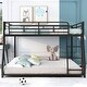 preview thumbnail 3 of 11, Full XL Over Queen Low Bunk Bed with Sloping Stairs, Black Metal Frame