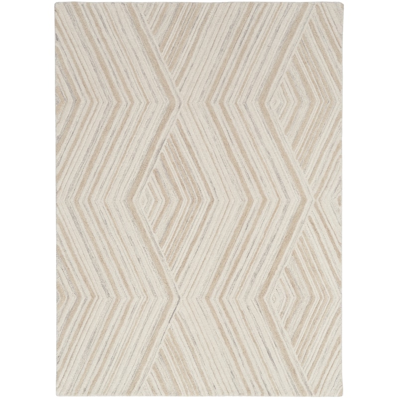 Nourison Graceful Indoor only Geometric Wool Area Rug - 3' 9" x 5' 9" - Ivory