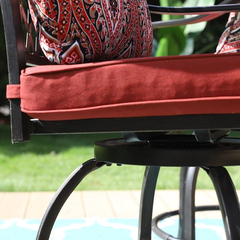 MAISON ARTS 3/5-Piece Patio High Bar Stool Set Rattan Chair Back Cushioned High Bar stool & Steel High Table