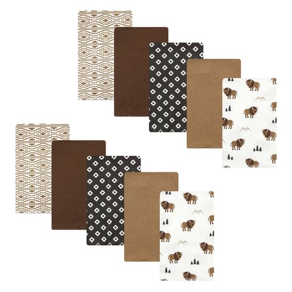 slide 1 of 1, Hudson Baby Cotton Flannel Burp Cloths, Wild Buffalo 10 Pack, One Size - Wild Buffalo 10 Pack - One Size One Size - Wild Buffalo 10 Pack