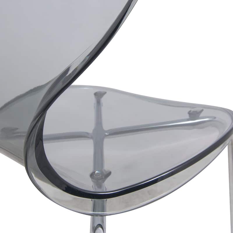 Stackable Plastic Dining Chair with Chrome Legs Set of 4 Transparent Accent Side Chair for Indoor and Outdoor