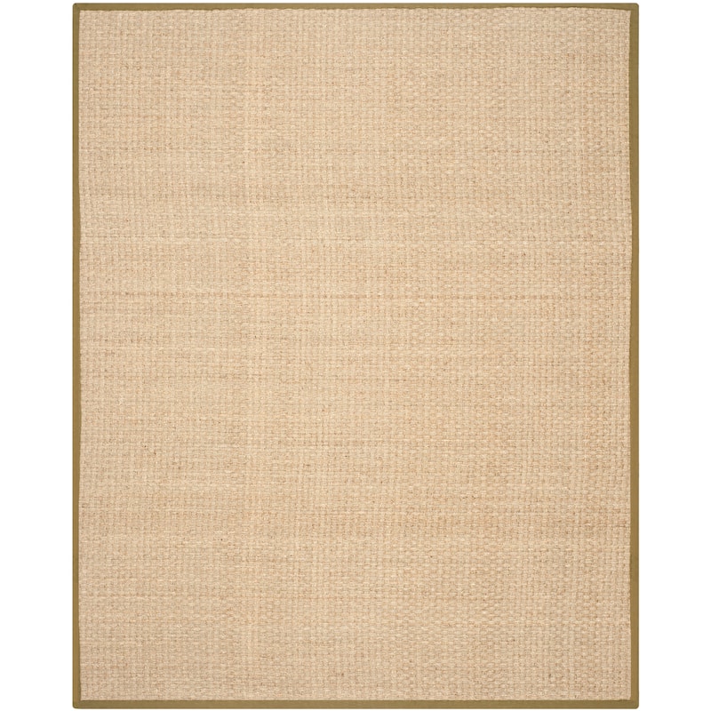 SAFAVIEH Natural Fiber Marina Basketweave Seagrass Rug - 11' x 15' - Natural/Olive - Rectangle