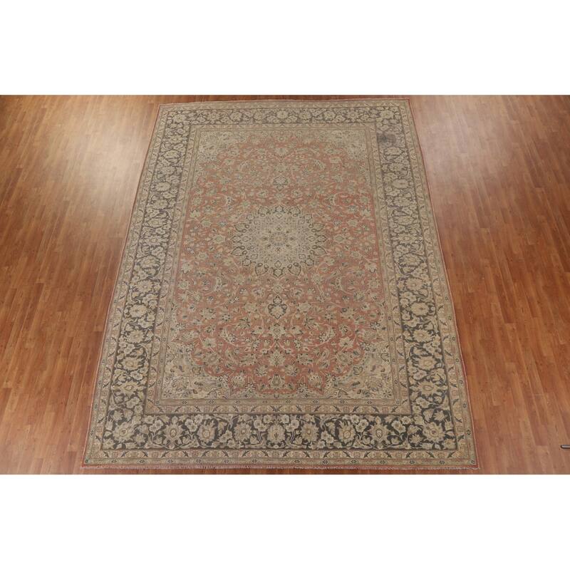 Traditional Kashan Persian Vintage Area Rug Hand-knotted Wool Carpet - 10'0" x 13'4"