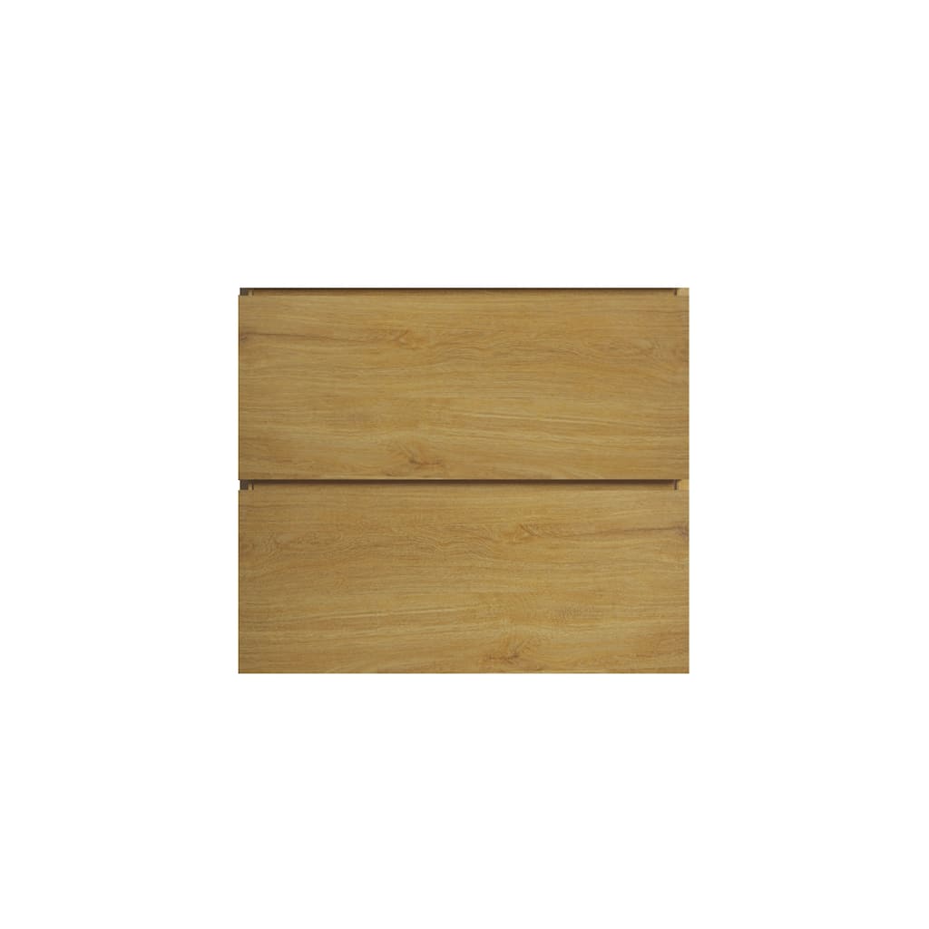 Wall mount cabinet without basin, Natural oak color, with two drawers