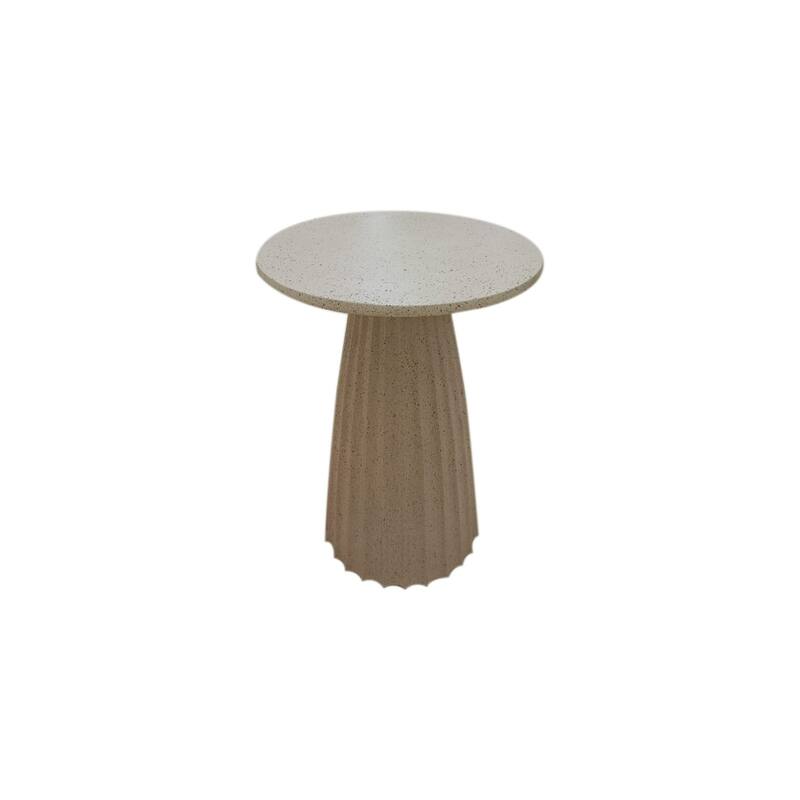 Solid Side Table with Chiseled Base - 20" - Beige
