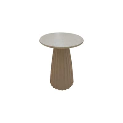 Solid Side Table with Chiseled Base - 20" - Beige