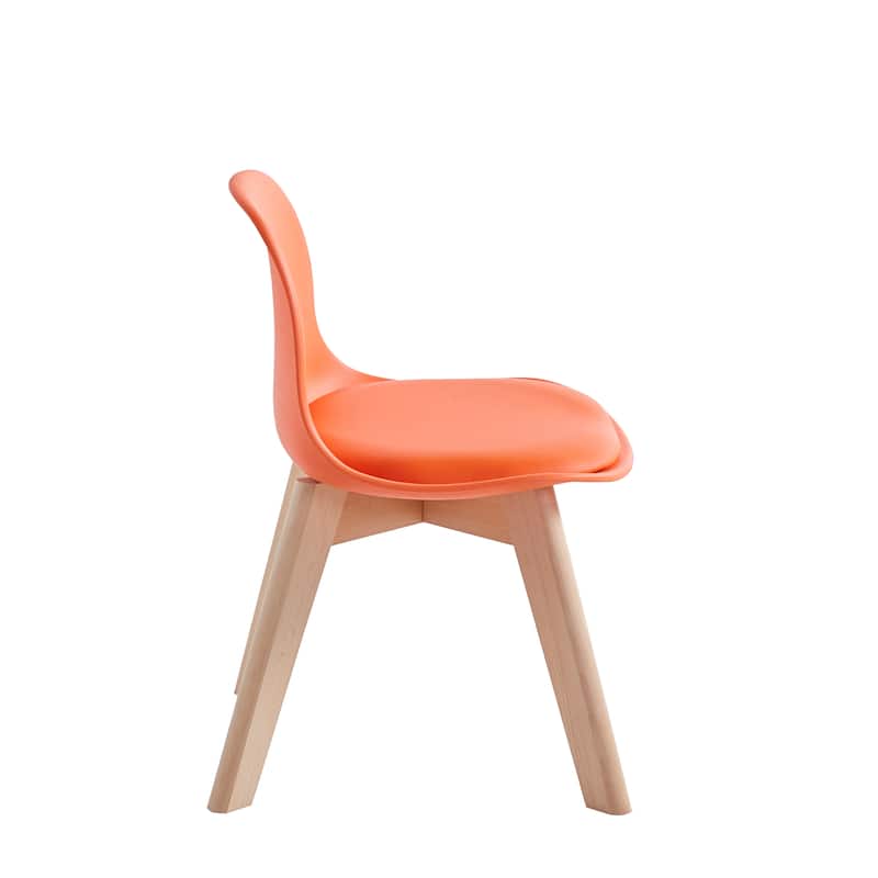 Porthos Home Brynn Kids Chair, Plastic Shell With Seat Cushion, Beech Wood Legs