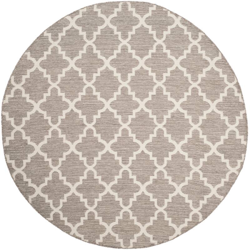 SAFAVIEH Handmade Flatweave Montauk Marie Casual Cotton Rug - 6' Round - Grey/Ivory
