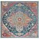 SAFAVIEH Crystal Floretta Vintage Boho Medallion Rug - 7' x 7' Square - Teal/Rose