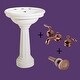 preview thumbnail 2 of 5, 26" W Oval Biscuit Pedestal Bathroom Sink Porcelain Basin, Pedestal Leg, 8" Faucet, Drain, and Overflow Renovators Supply