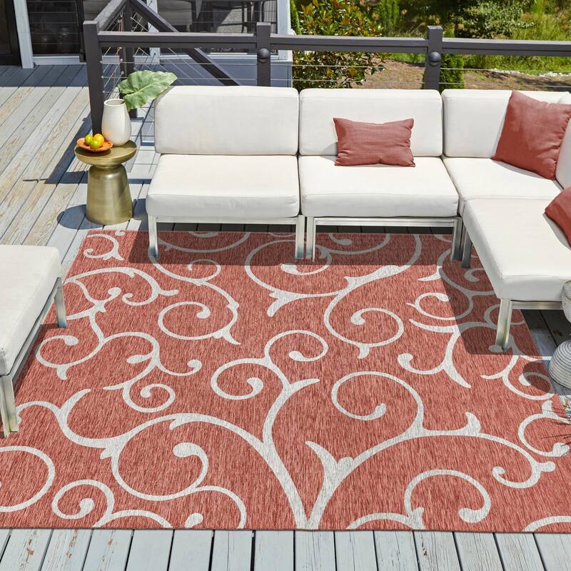 Outdoor Turgh Collection Area Rug - Rust Red - 13' Square