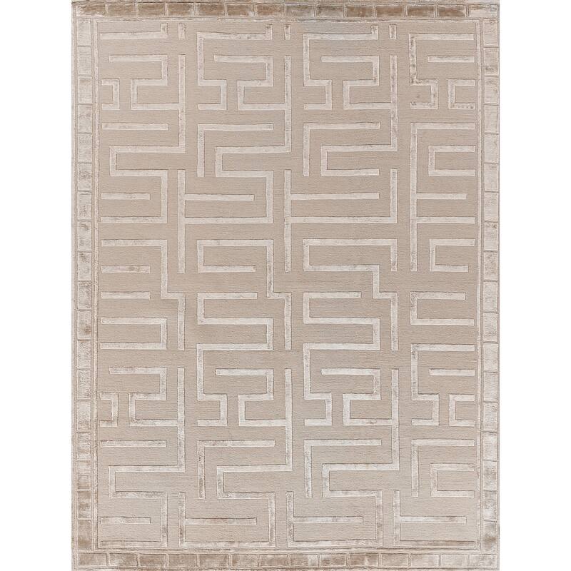 Metro Velvet hand-knotted Wool/Viscose Beige Area Rug - 8' x 10'