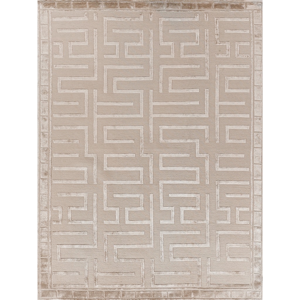 Metro Velvet hand-knotted Wool/Viscose Beige Area Rug - 8' x 10'