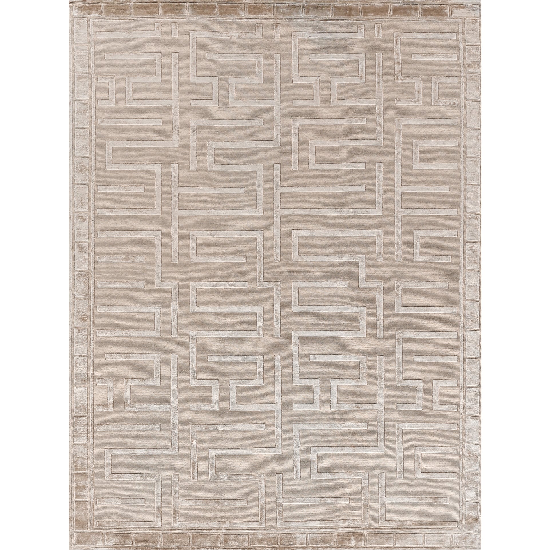 Metro Velvet hand-knotted Wool/Viscose Beige Area Rug - 8' x 10'