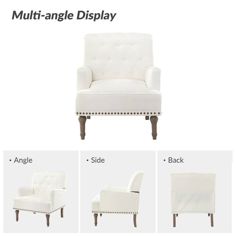 Geltrude Classic Upholstered Accent Arm Chair with Button Tufted Back by HULALA HOME