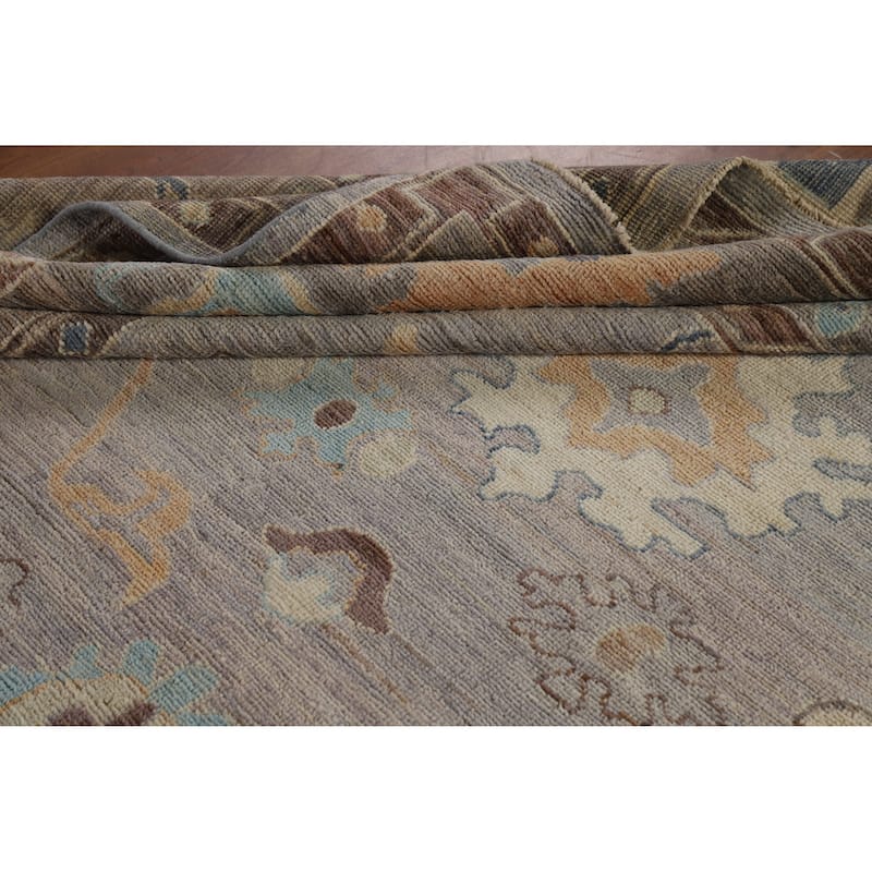 Hand Knotted Oriental 100% Wool Carpet Transitional All-Over Greys & Charcoal Oushak Area Rug - 9' 11'' X 8' 2''