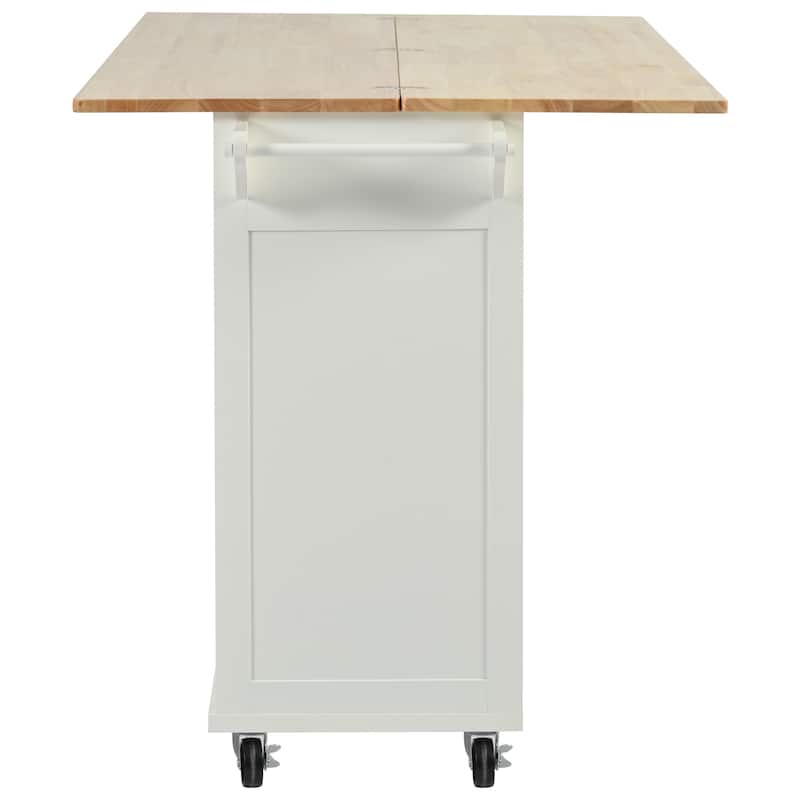 Roomfitters Kitchen Island with Foldable Counter Top, Kitchen Storage Cart with Slide-Out Shelf, Towel Rack and Drawer