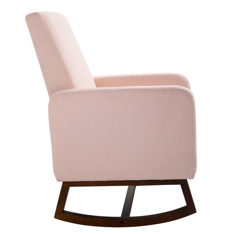 HOMCOM Fabric Rocking Chair with Curved Wood Base Padded Seat, 30.25'' W x 36.25'' D x 39.25'' H
