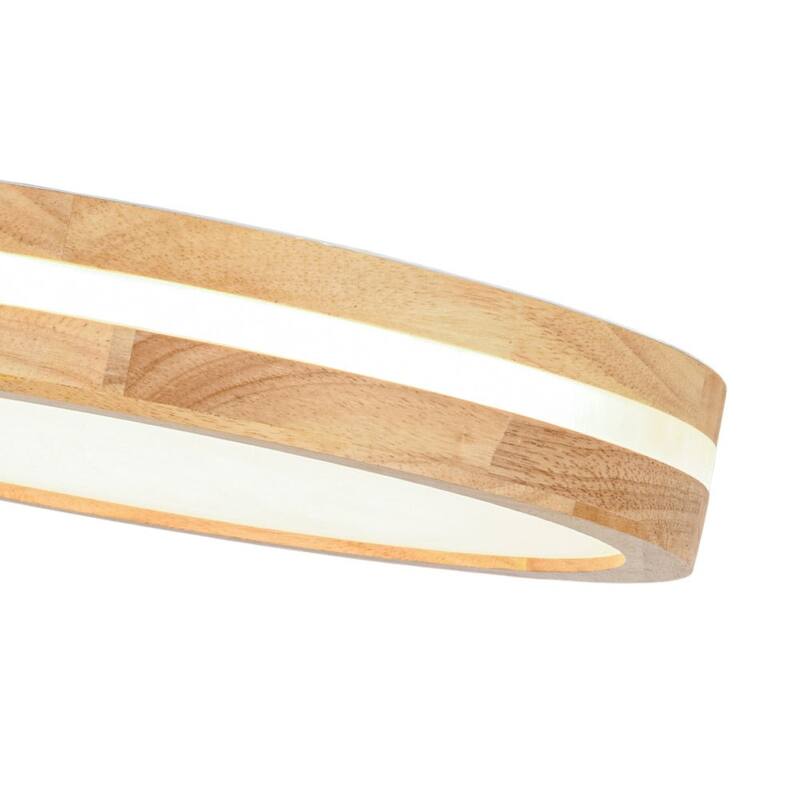 Coastal-style Circular Nested Halo Wood Dimmable LED Flush Mount - 15.7 in