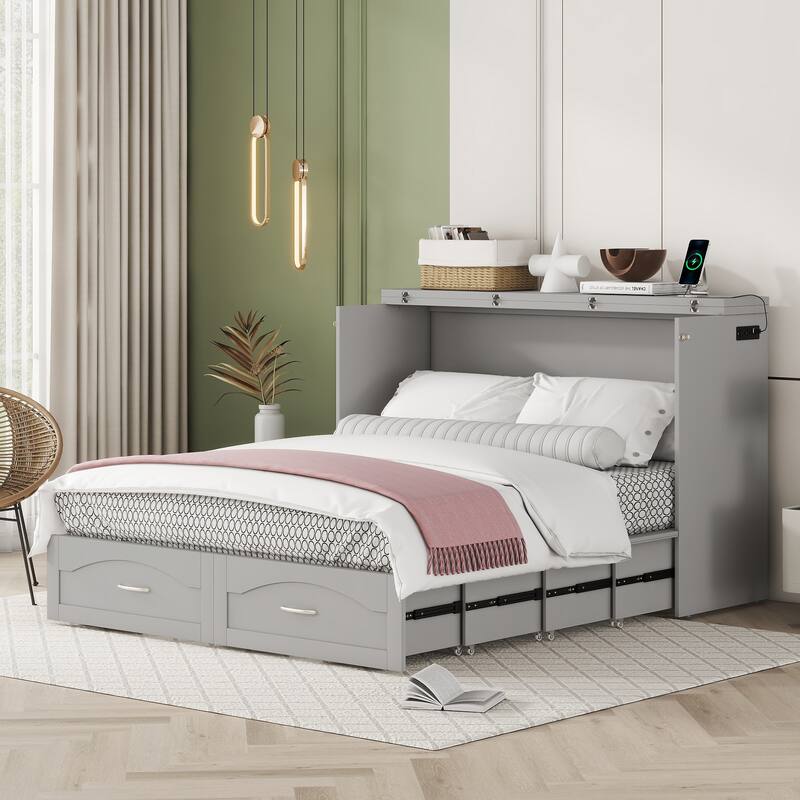Space-Saving Industrial Murphy Bed Multi-Function Foldable Wall Bed