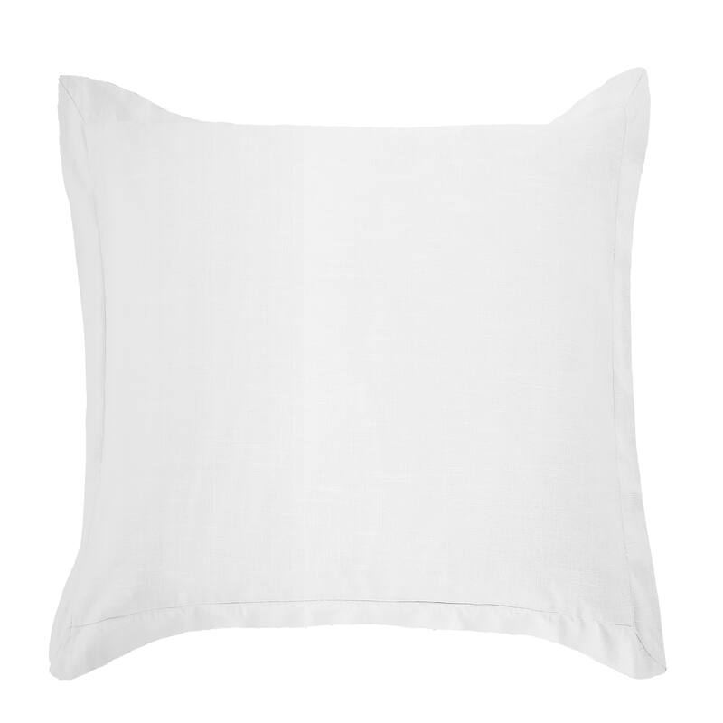 HiEnd Accents Luna Washed Linen Tailored Euro Sham, 27"x27" - White