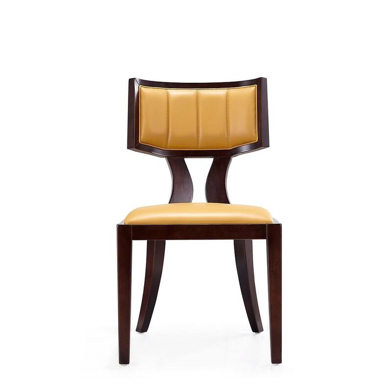 Pulitzer Pearl White and Walnut Faux Leather Dining Chair (Set of Two)