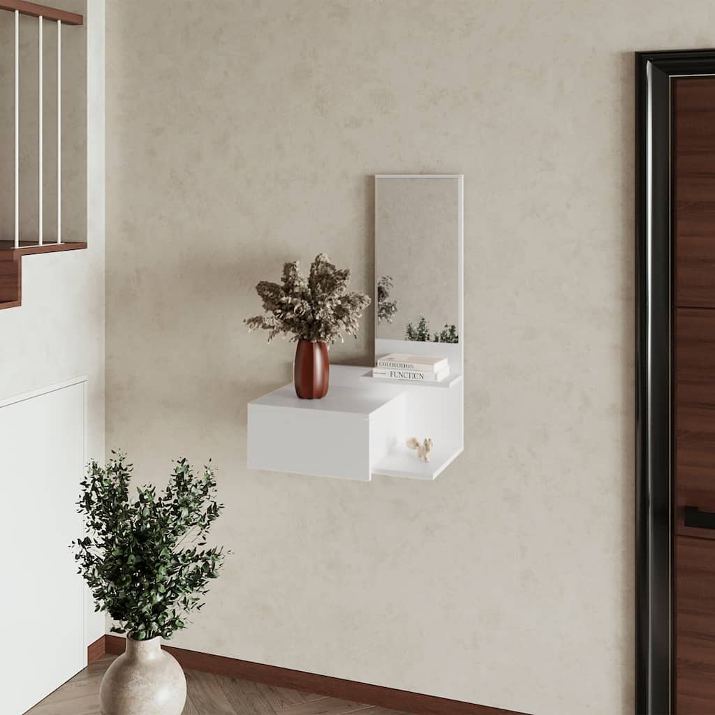 Elgin Floating Vanity with Included Mirror, White