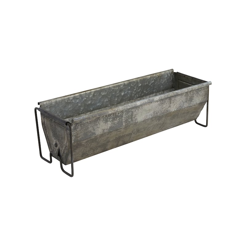 Metal Trough Container with Distressed Zinc Finish
