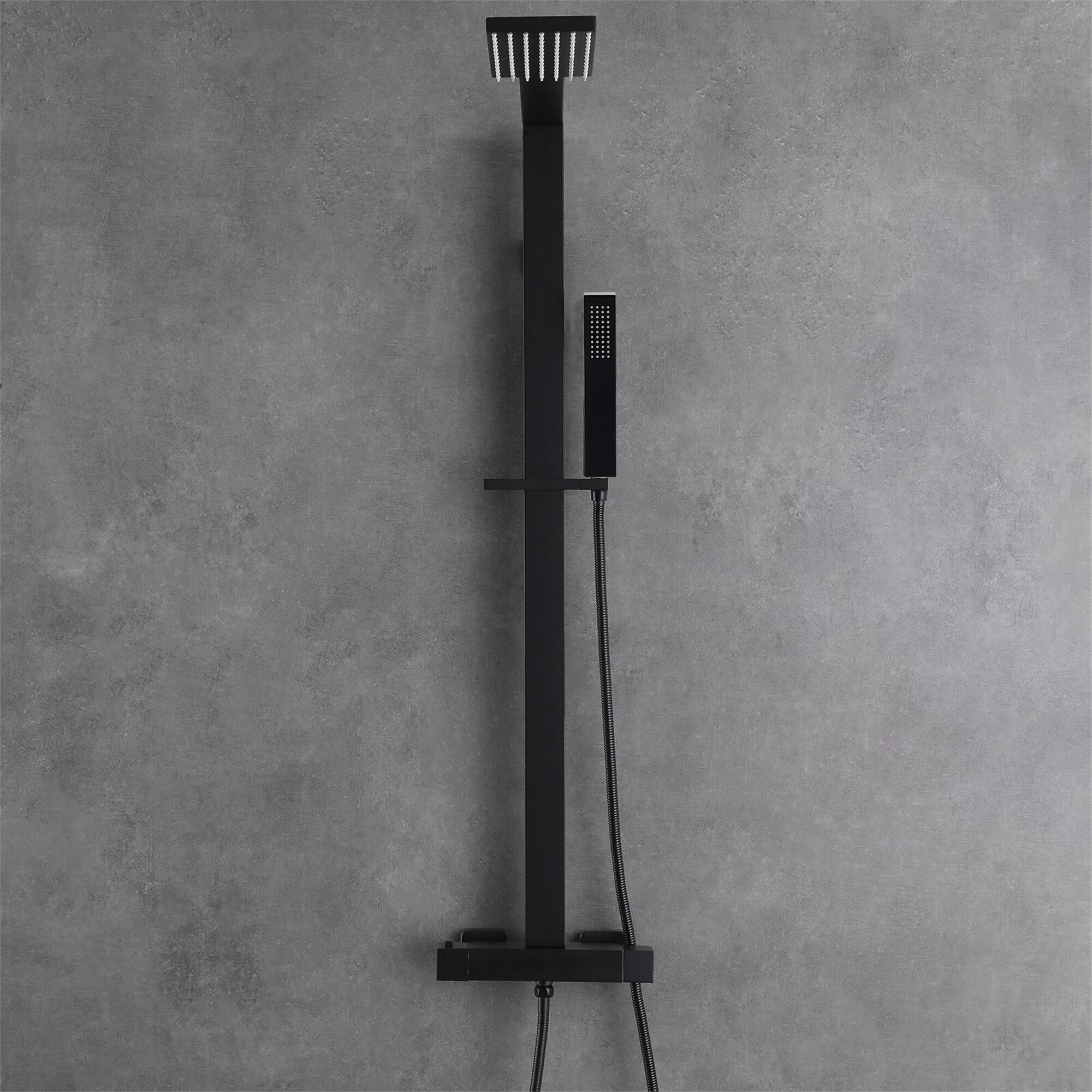 Thermostatic Complete Shower System W/ RoughIn Valve in Matte Black