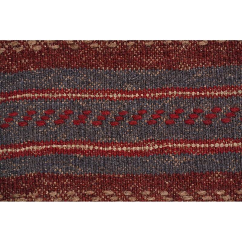 Hand Knotted Oriental 100% Wool Carpet Traditional Tribal Navy Blue & Blues Balouch Runner Rug - 7' 9'' X 1' 10''