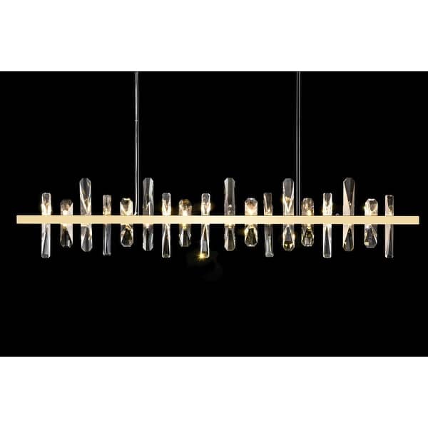 Gold Stainless Steel LED Chandelier With Clear Crystal Plaques - Bed ...