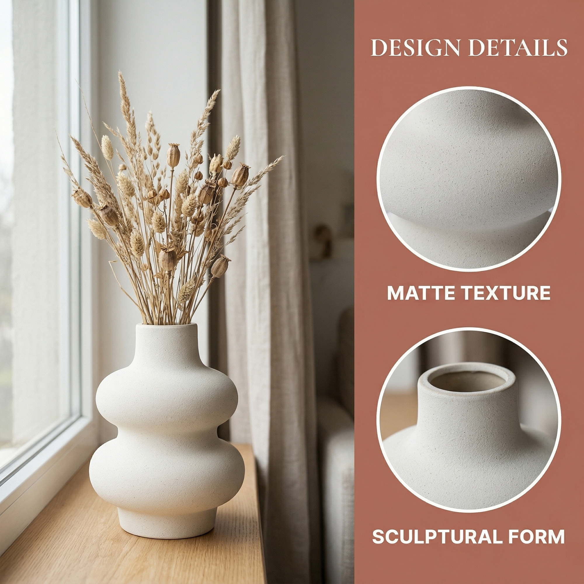 Ceramic Vase for Flowers Modern Textured Decorative Vase