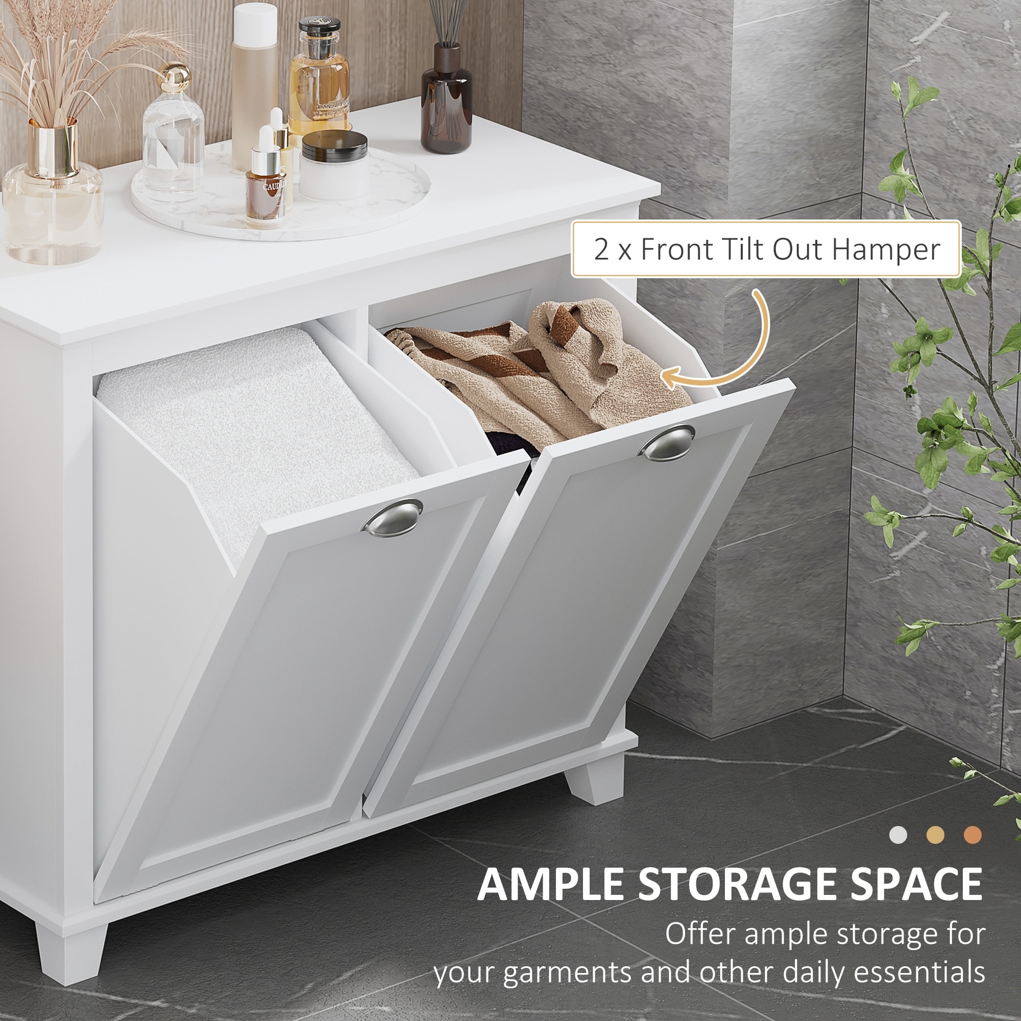 Homcom laundry room organization and storage cabinet freestanding furniture with 2 tilt shop out hamper design