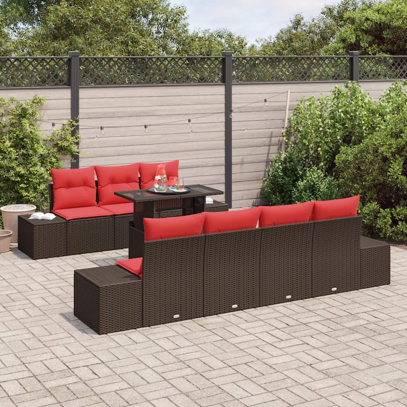 vidaXL 8 Piece Garden Sofa Set with Cushions - 115.8×24.4×27.2