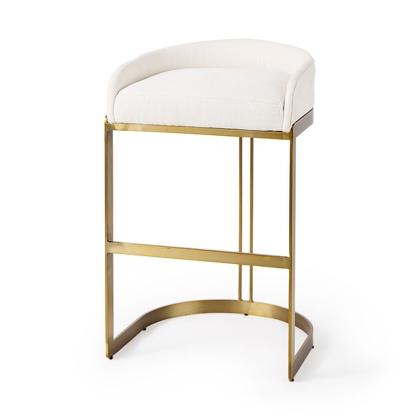 Hollyfield Cream Fabric Seat with Gold Metal Frame Counter Stool On Sale Bed Bath Beyond 33947308