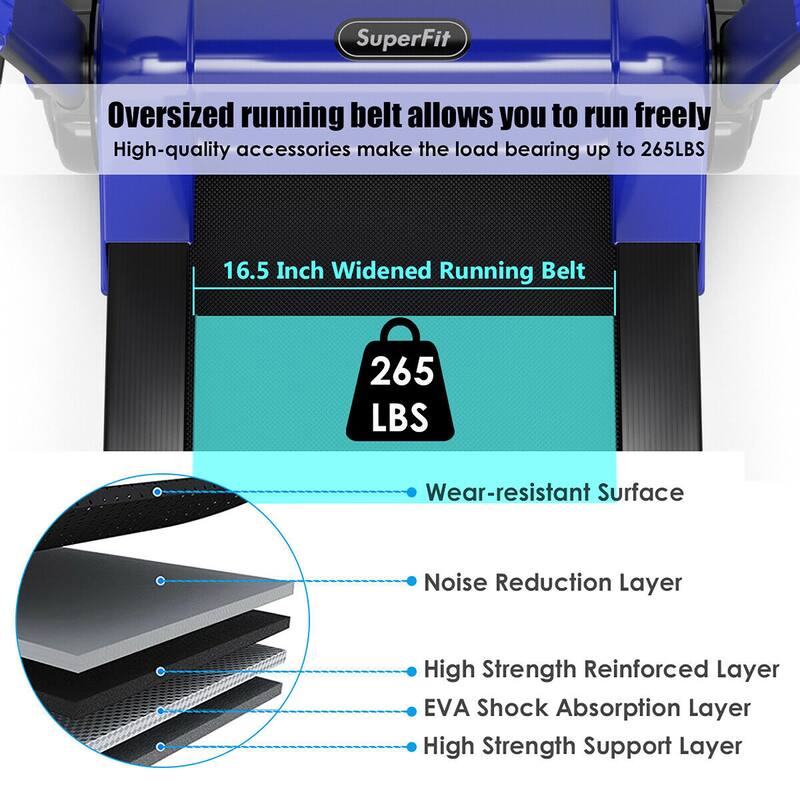 SuperFit 2.25HP Folding Electric Motorized Treadmill w/ Speaker - 55.9" x 30.5" x 49.5"