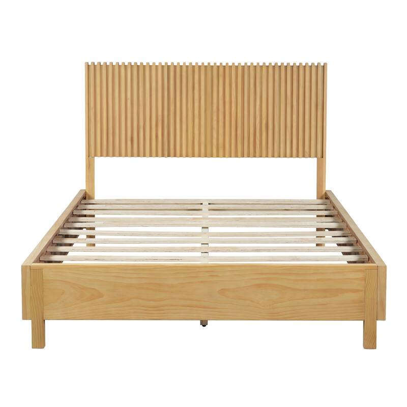Christopher Knight Home - Adelynn Modern Wood Platform Bed with Vertical Slat Headboard, No Box Spring Needed